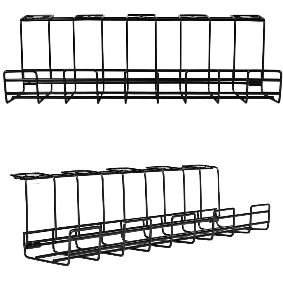 Storage Baskets Black Rack Holder Mesh Home Office Table Organizer Metal Wire Tray Under Desk Cable Management Storage Baskets
