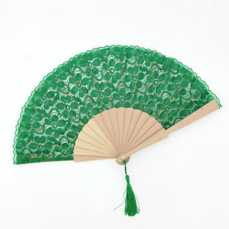 Hot sale Ivory lace wood foldable fan nature wooden art craft painted hand fan for women wedding and dancing