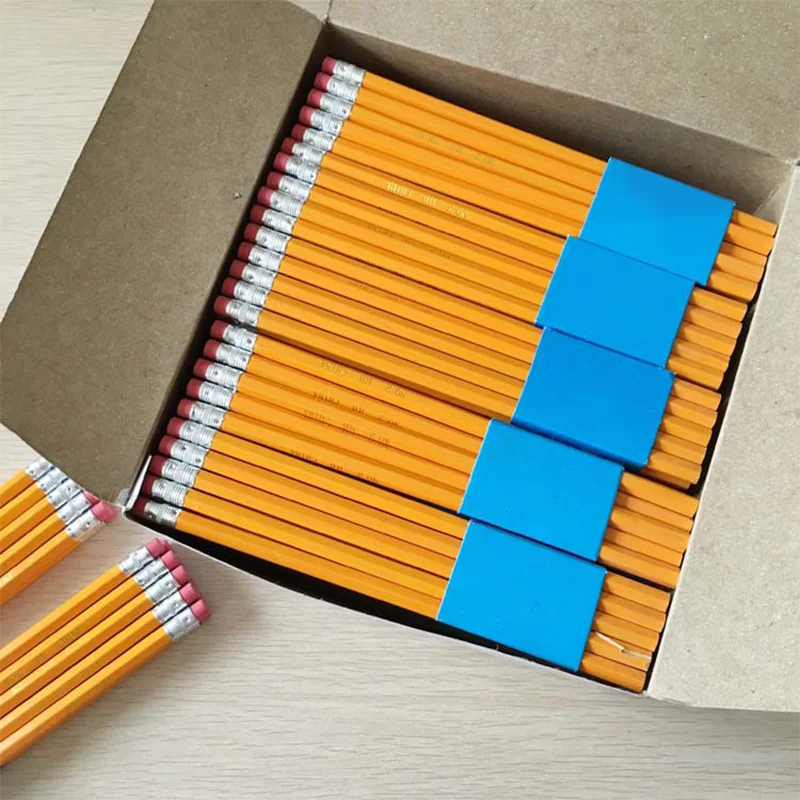 Wholesale School Stationery Supply Wooden Pencil Hexagonal Standard Pencils HB with Custom Logo Printed for Children
