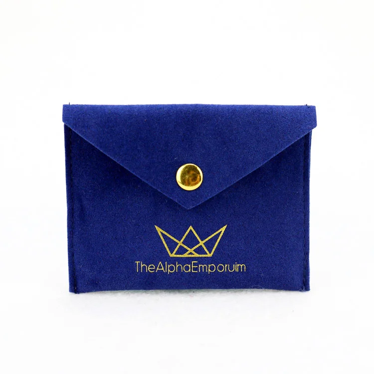 Custom jewelry gift pouch logo printed envelope suede velvet bag