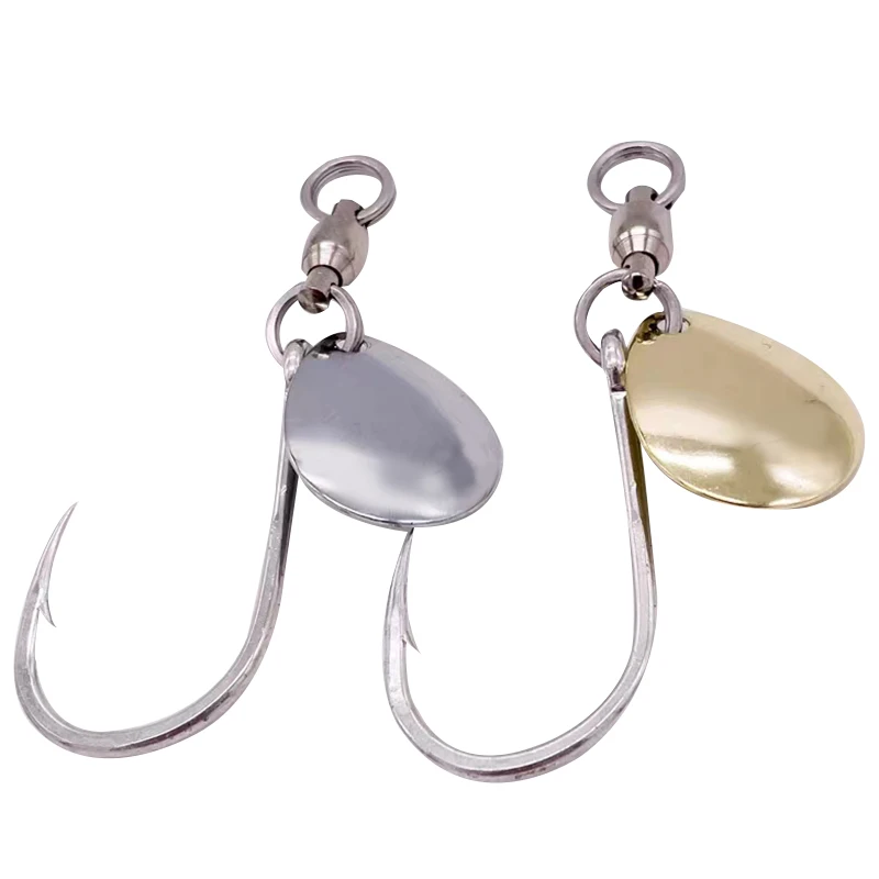 TAKEDO Stainless Steel Jig hook Double Bearing Swivel 1/0  2/0 3/0 5/0 Single Fishing Hooks With Spoon For Spanish Mackerel Bass