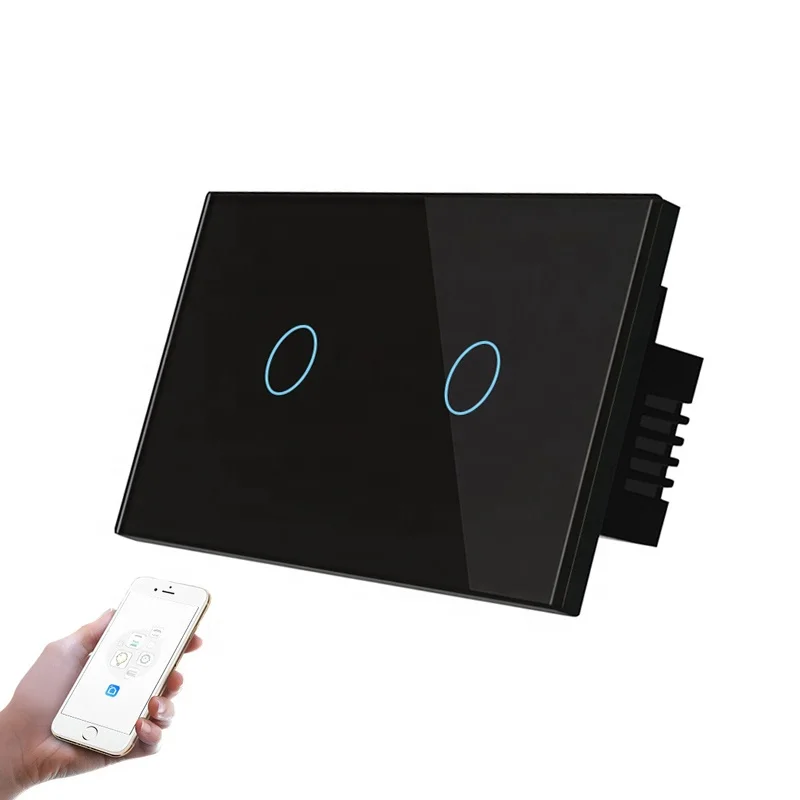 Smart Home Touch Screen Glass Panel Tuya Smart 2 Gang WiFi Light Switch Support Voice Control/tuya smart home control panel