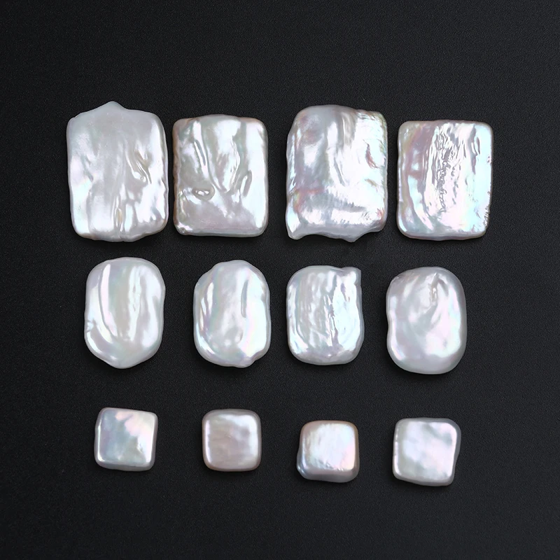 12-19mm three size AAA good quality natural white loose real freshwater square pearl beads
