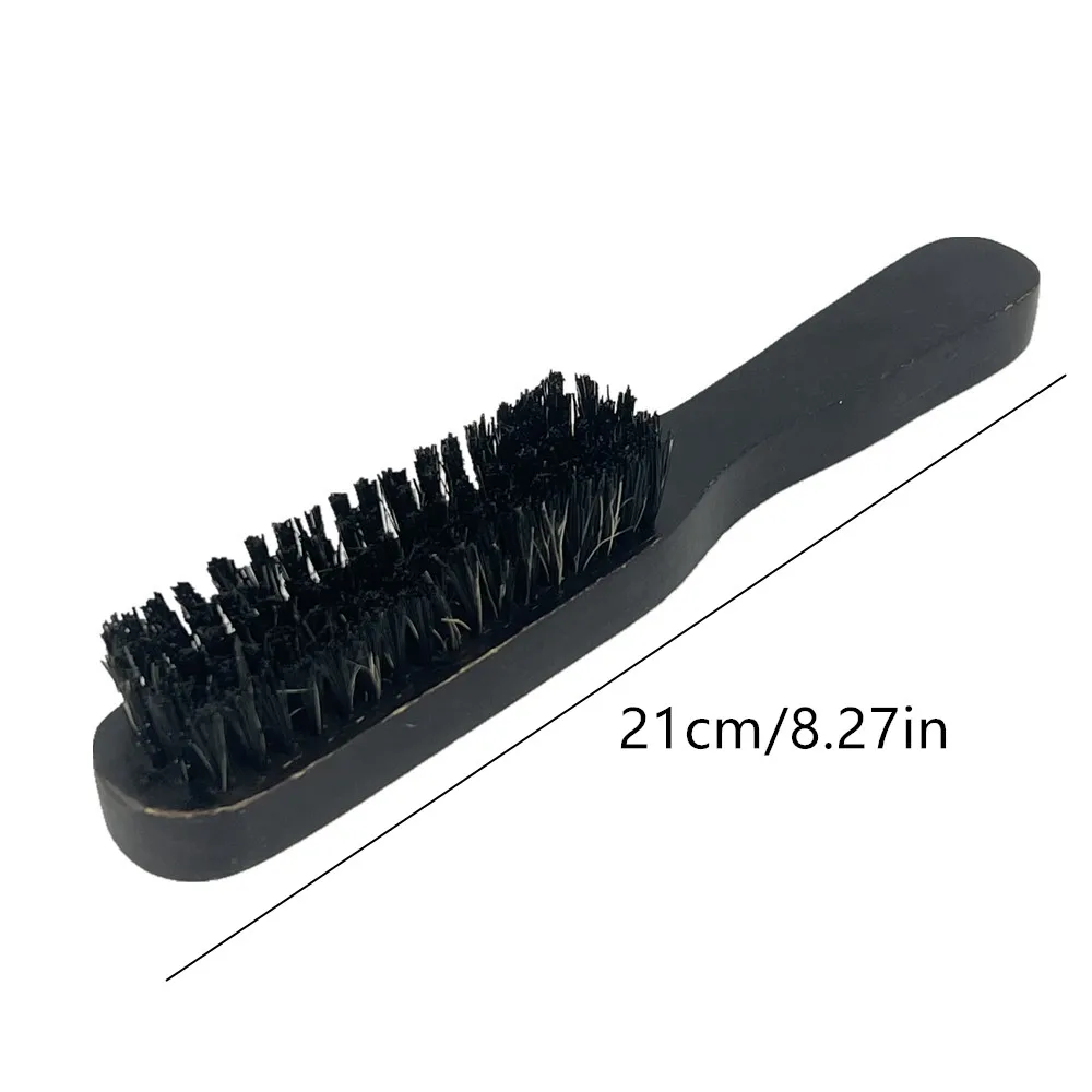 Mens bristle nylon beard brush long handle Black color one side comb daily clean beard styling brush