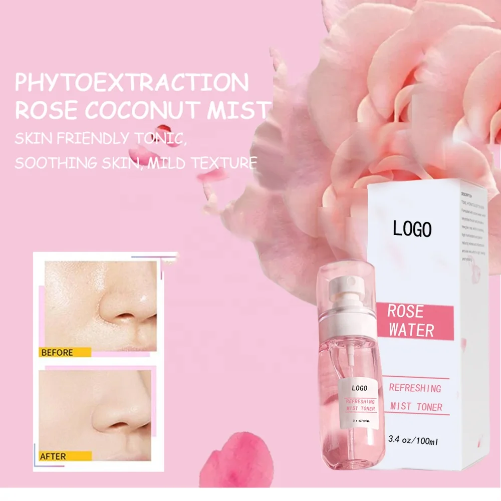 Organic Private Label Rosewater Facial Mist Skin Care Spray Hydrating Face Toner Rose Water Toner