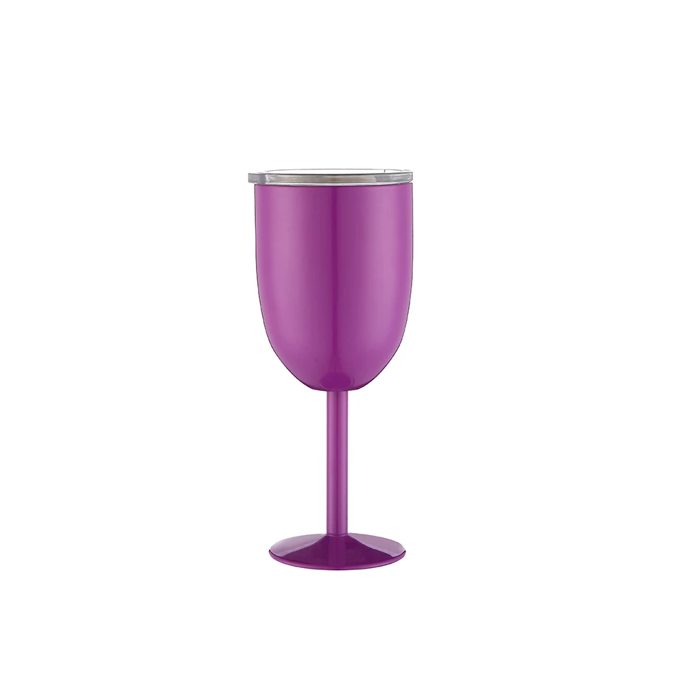 Eco-friendly United Double Wall Stainless Steel Red wine Glass Wedding Decorated with Clear Lid 12oz