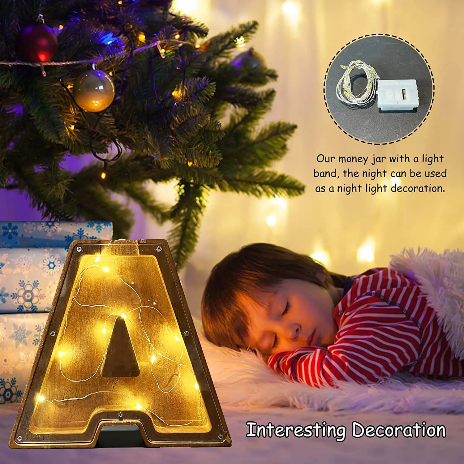 Wooden Piggy Bank Personalized Letters Coin Piggy Bank Custom Name Letter Shaped Money Saving Box for Kids DIY