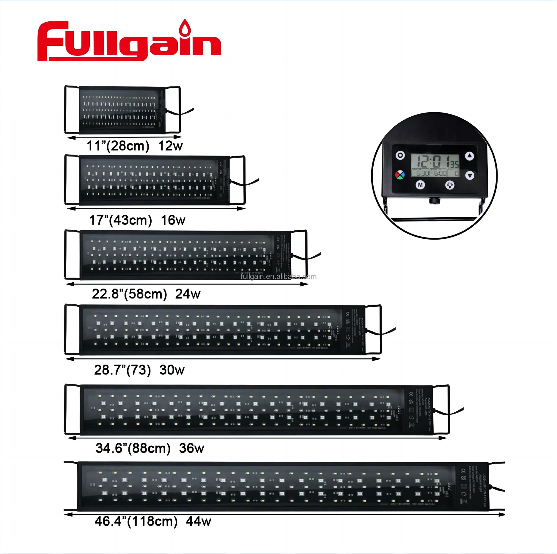 Fullgain FG167 5 футов квадратный полный спектр RGBW аквариумный светодиодный светильник с ЖК-контроллером