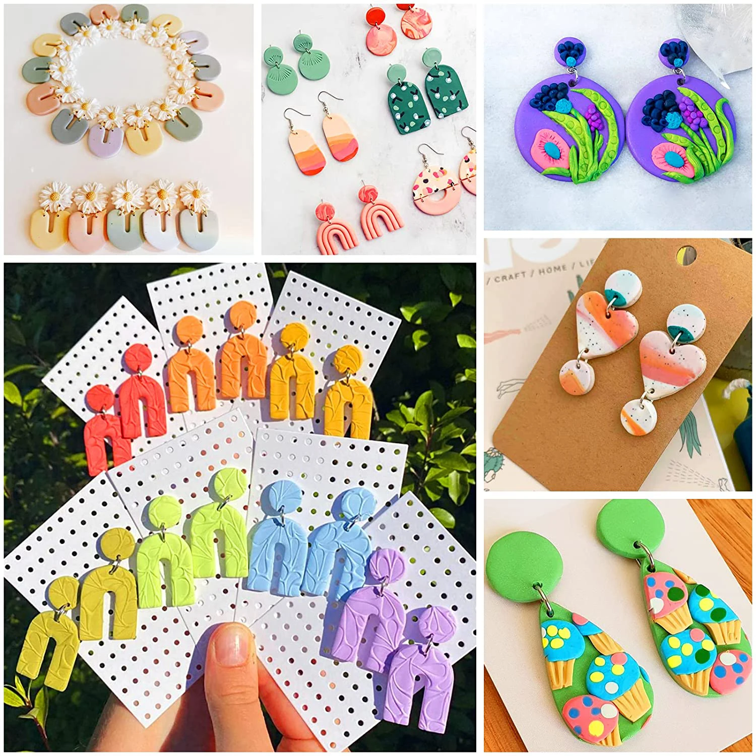 130pcs Stainless Steel Clay Earring Cutters with Earring Cards and Hooks Cookie Cutters for Polymer Clay Earring Making