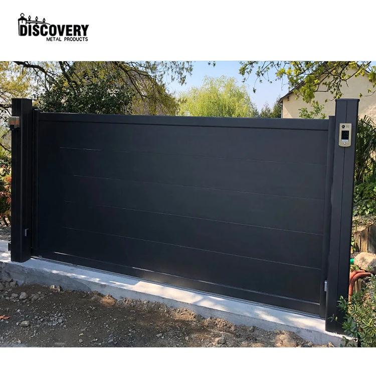 High quality aluminum portail coulissant sliding gate for french market modern design automatic sensing sliding gate
