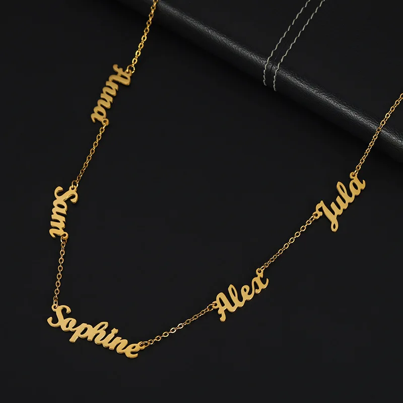 Dropshipping Custom Multiple Names Jewelry Any Language Font Name Plate Necklace Jewelry