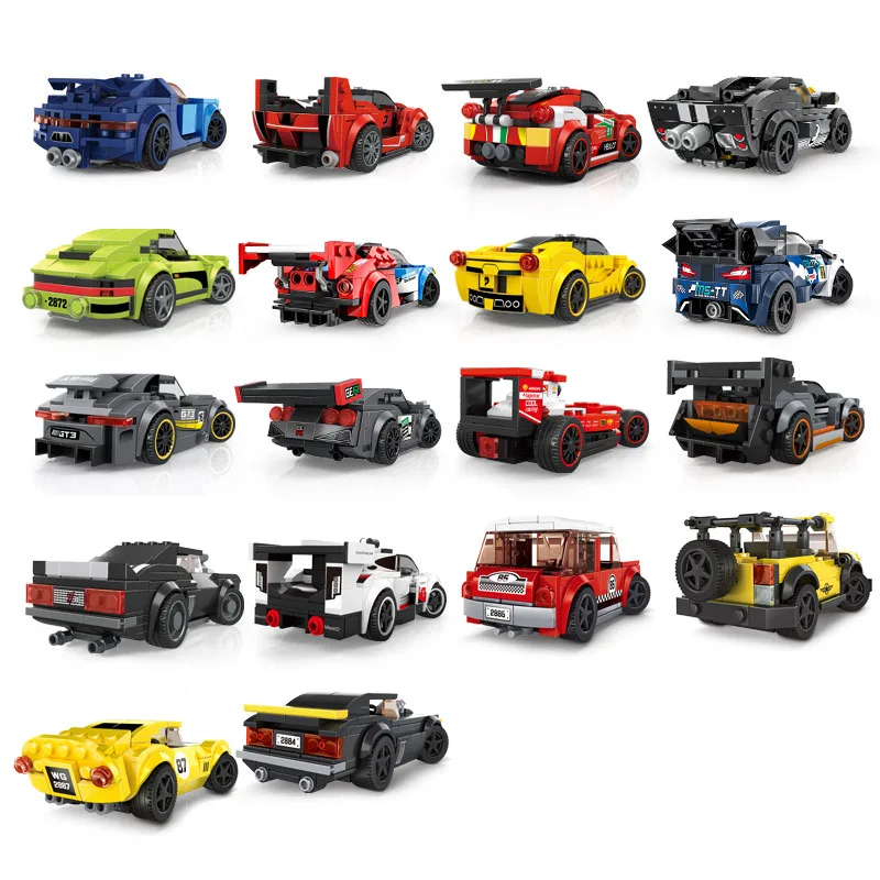 2870-2890 Racing Car Sports Car Police Car Model Assembly MOC Block Building Block Small particles Educational Children Toys