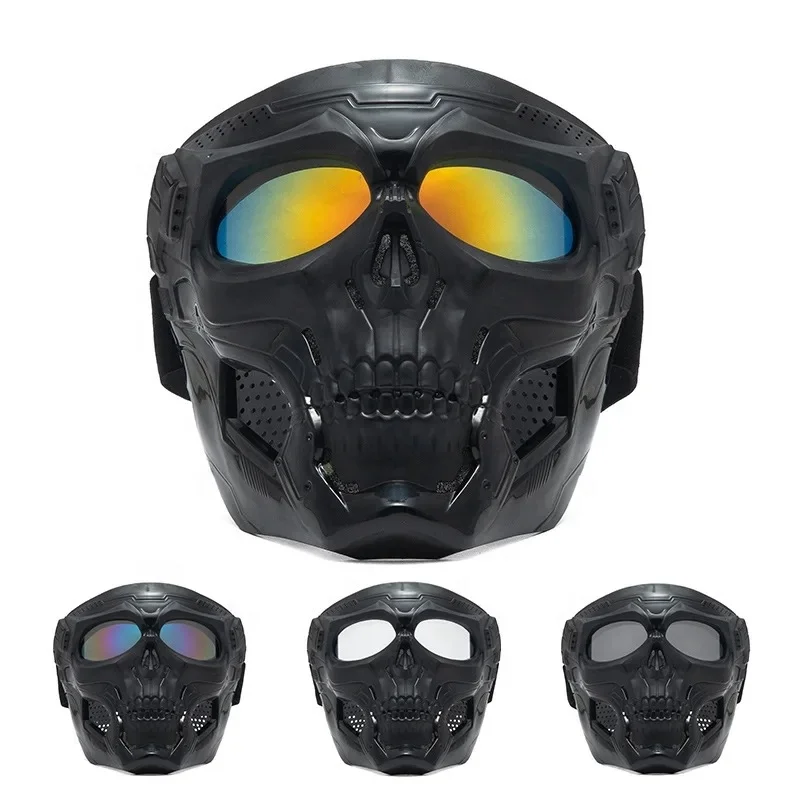 Motorcycle Hiking Full Face Protective Skull Shape Mask Windproof Cycling Goggles