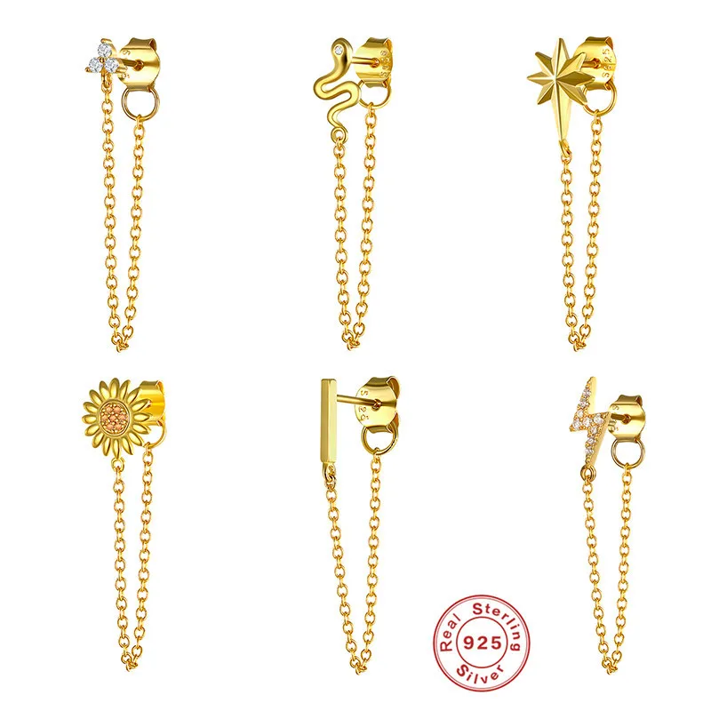 
 AD.Jewelry S925 одиночные серебряные серьги серии 18 K Позолоченные Модные серьги с фианитами в винтажном стиле от производителя  