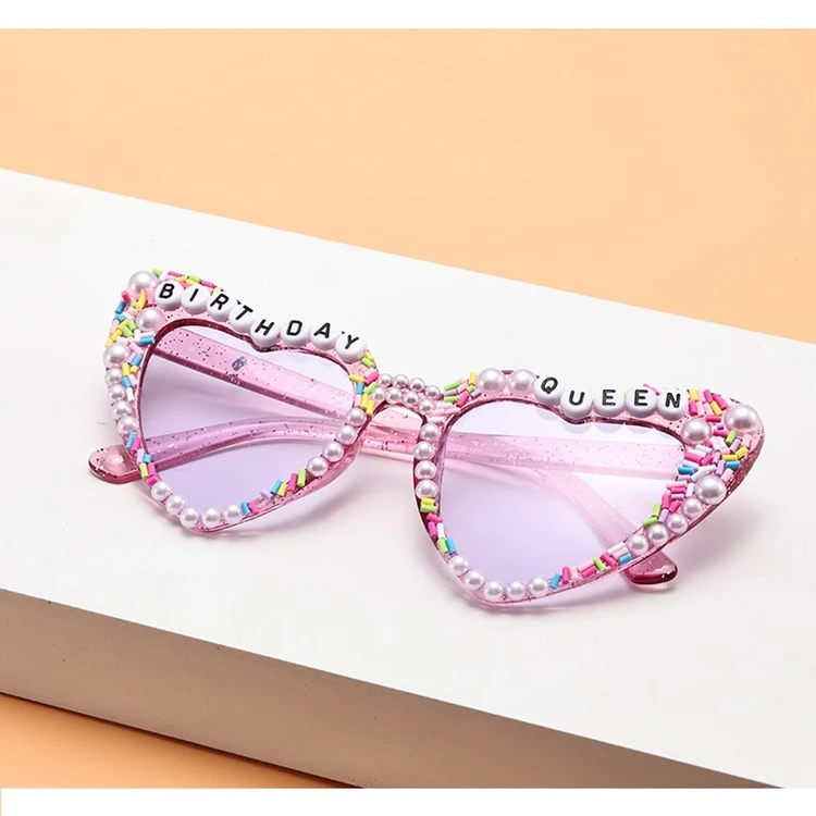 Hstyle Birthday Glasses for Women - Birthday Queen Pearl Diamond Sunglasses for Birthday Party Gifts Accessories Party Favors