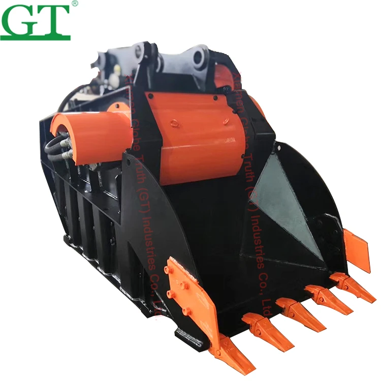 High quality DX215 crusher bucket one year guarantee heavy duty rock bucket with import motor for 20 tons excavator PC200 E320