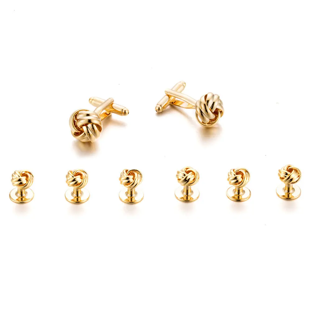Gold and Silver Twisted Tuxedo Cufflinks and Studs Set