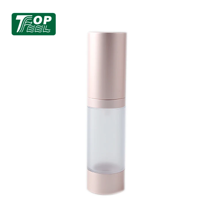 Wholesale In Stock High Quality Rose Gold 15ml Plastic Airless Pump Bottle Cosmetics Packaging