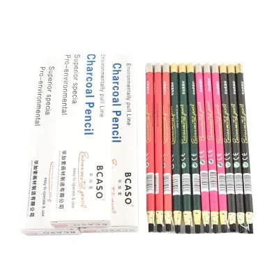 Environmentally Pull Line Charcoal Pencil 12 Pieces Soft Medium And Hard Sketching Drawing Pen Set For Artist