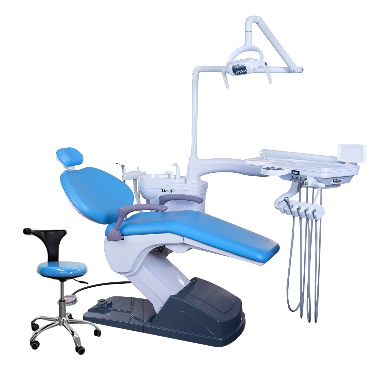 Economy Complete Set Dental Unit Chair with Dentist Stool Curing Light  Air Compressor dental equipment