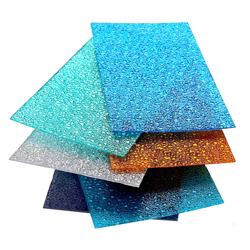 Colorful shining uv covered embossed textured polycarbonate embossed sheet