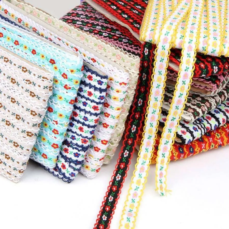 COOMAMUU 22yards/lot Embroidery Ethnic Lace Trim Fashion Flower Webbing for Handcraft 1.2cm Ribbon Lace