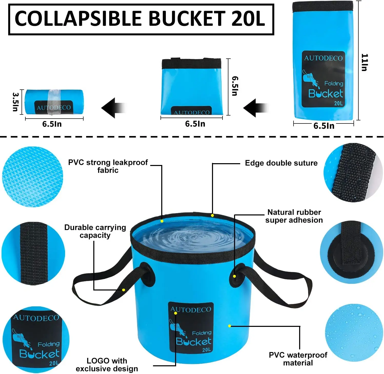 Hot Sale Microfiber Car Wash Kit Car Cleaning Kit With Tyre Brush Folding Bucket Wax Applicator Pad