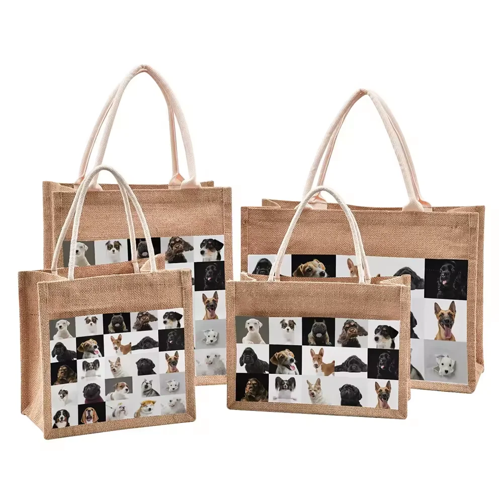 Custom LOGO Printing Wholesale Eco Shopping Fashion Handbags Eco Natural Souvenirs Luxury Wedding Fabric Jute Bags