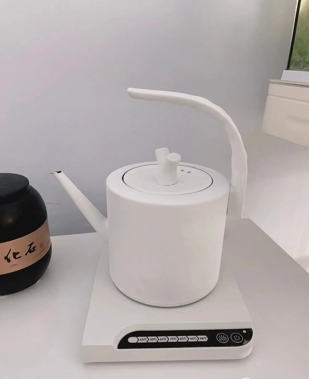 electric kettle  Mechanical electric kettle with thin spout and goose neck, 1000ml white stainless steel electric kettle