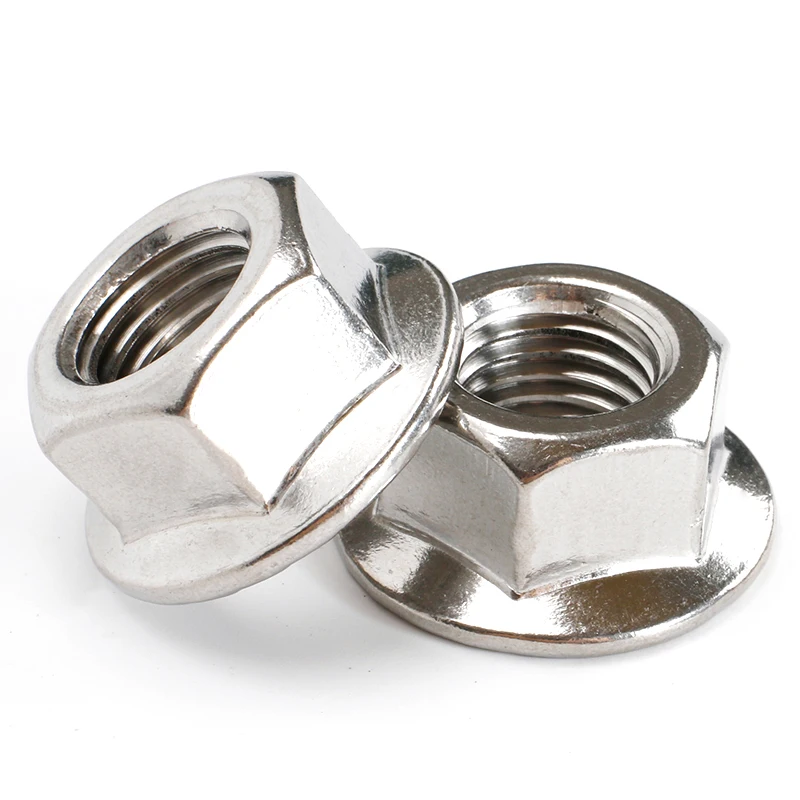 Stainless Steel DIN6923 SS304 SS316 M2.5 M3 M4-M20 Fine Thread Standard Serrated Hex Flange Nuts