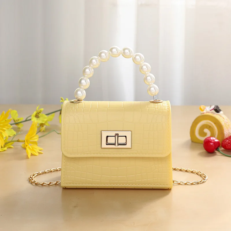 Mini Jelly Hand Bag Women Purses And Handbags Alligator Pattern Pearl Candy Color Ladies Hand Bags 2024
