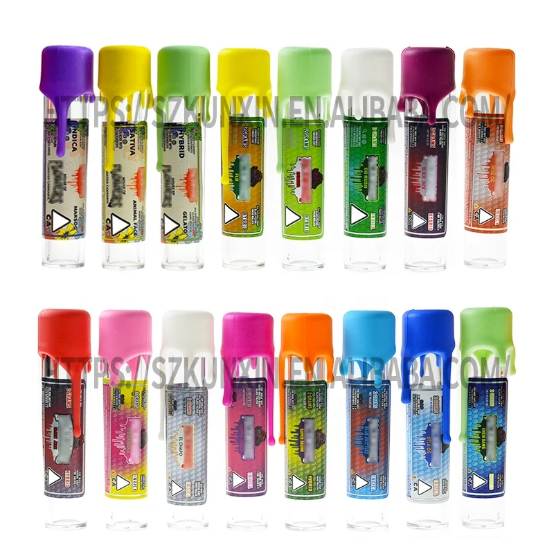 
Plastic Pre Roll Tube Silicone Child Resistant Top bottle Label for Packwoods weed joint dankwood blunt vial backwood package 