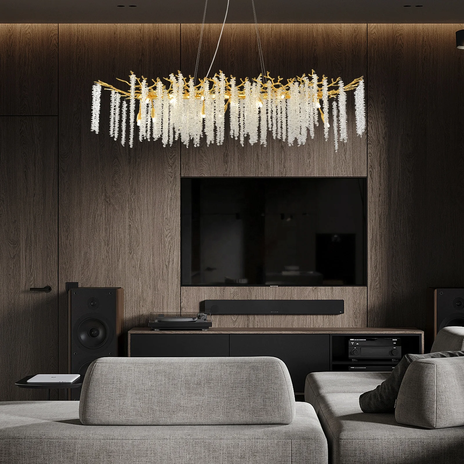 Detachable low shipping die-casting aluminum branch chandelier for indoor living room dining room island chandelier crystal