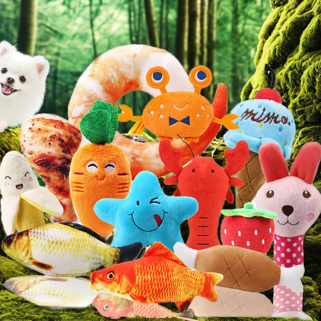 Wholesale Cheap Price pet plush toys cute dog fruits dog squeaky toy