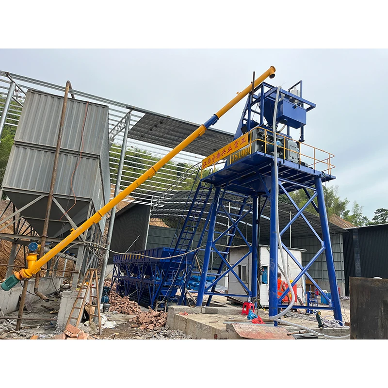 Portable Volumetric JS1000 Concrete Mixer with Lifting Bucket HZS50 Concrete Batching Plant Manufactures