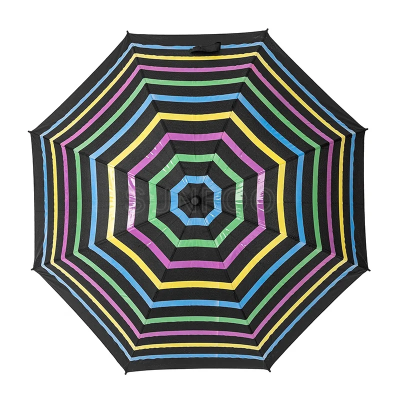 Wholesale Fashion Stripe Pattern Logo Magic Appear When Wet Automatic Custom Color Changing Rain Umbrella
