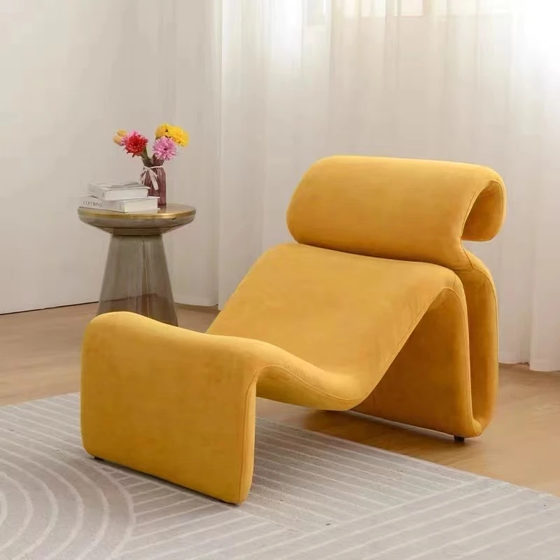 MEIJIA Designer abstract lines fold and Etcetera Bend bendy velvet Lounge Chair fiberglass profiled lounge chair