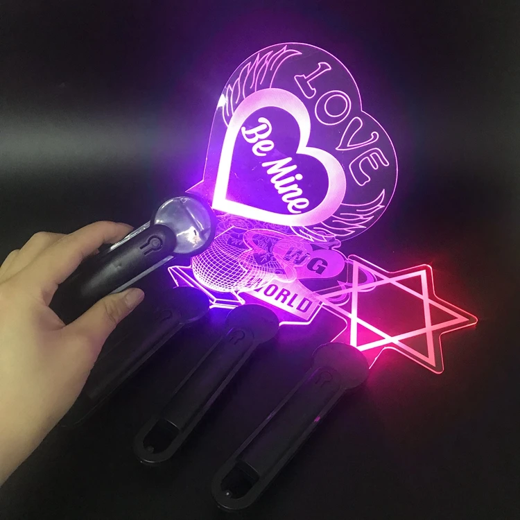 Customized Flashing Light Wands Stick Promotion Gift Led Acrylic Cheering Star Stick Custom Made Light Up Party Promotion Stick