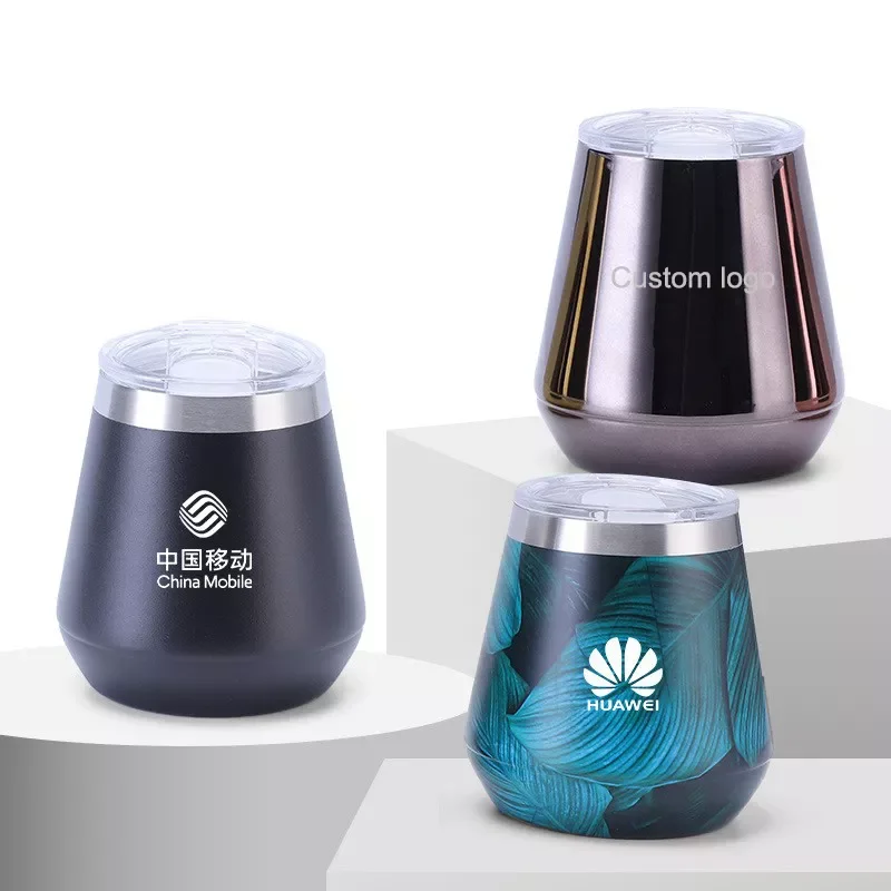 Unique Vacuum Insulated Stainless Steel Wine Tumbler with Lid Double Wall Wine Glass