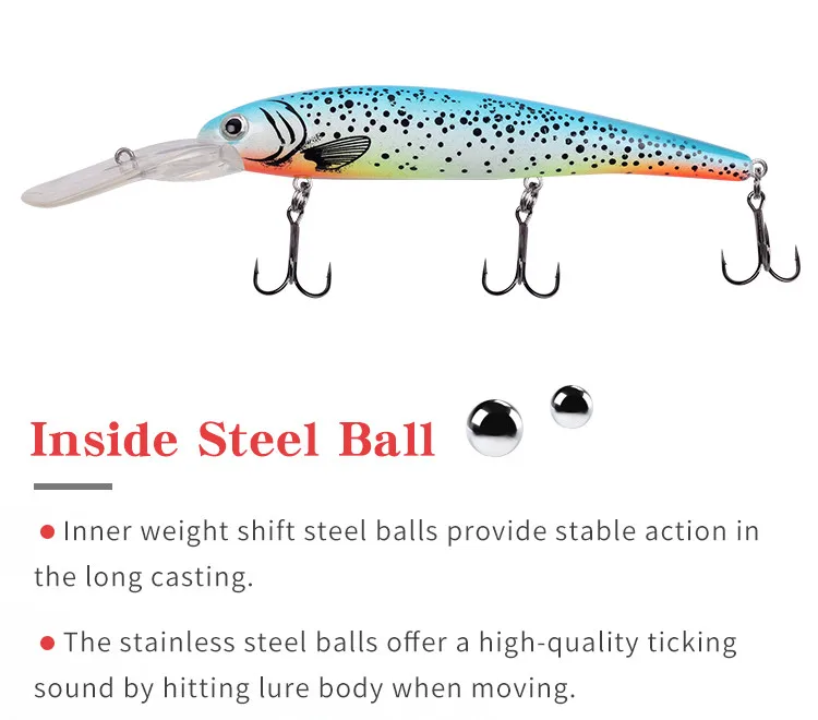 Jetshark Walleye Deep 120mm 20g Hard Plastic Wobbler Fishing Lure Wide Lip Floating Deep Diving 8.0m Bait For Bass