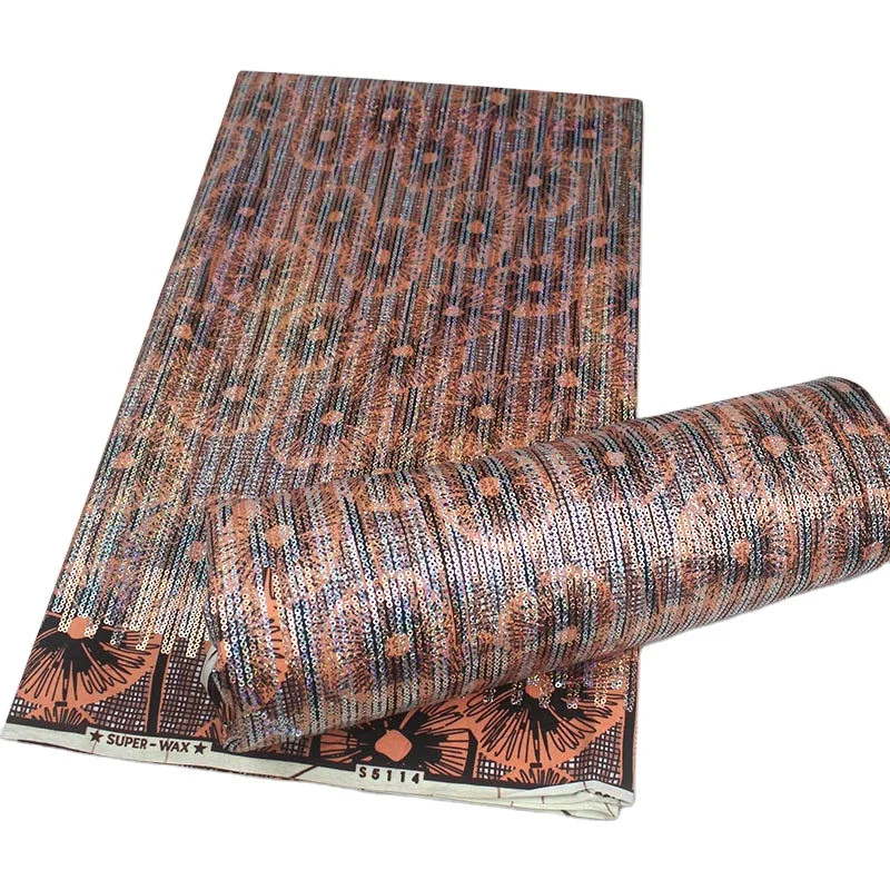 Sequin embroidery cotton Africa India  printing wax cloth printing plain print clothing