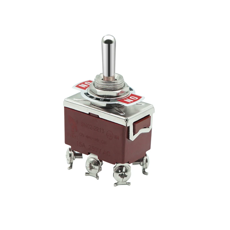 12 мм AC15A 250 DPDT коричневый вкл/выкл на 6Pin Винтовые клеммы 3 Way тумблер