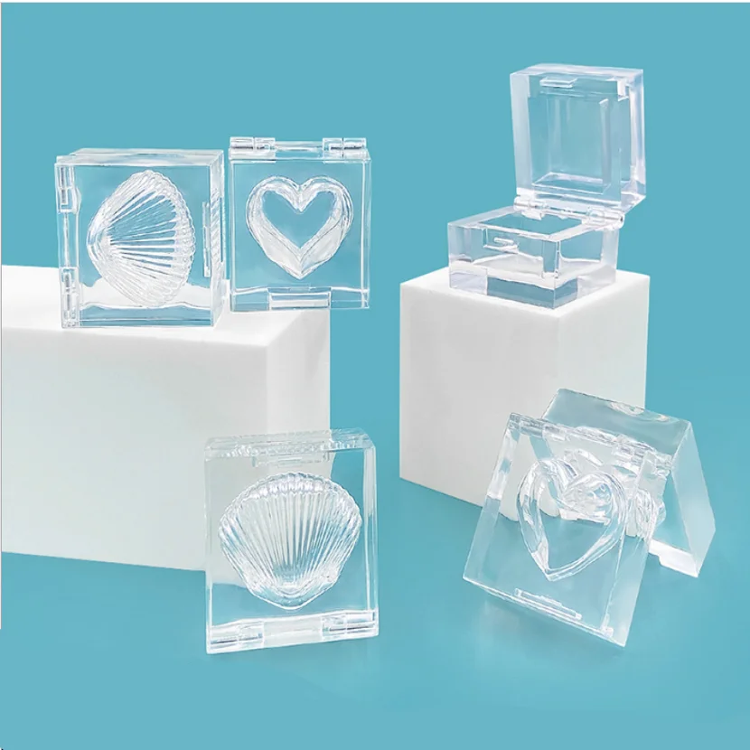 Shell heart shape Ice Cube Monochrome Eyeshadow Box Net Red Makeup Min Portable Makeup Eyeshadow Empty Box Packaging Material