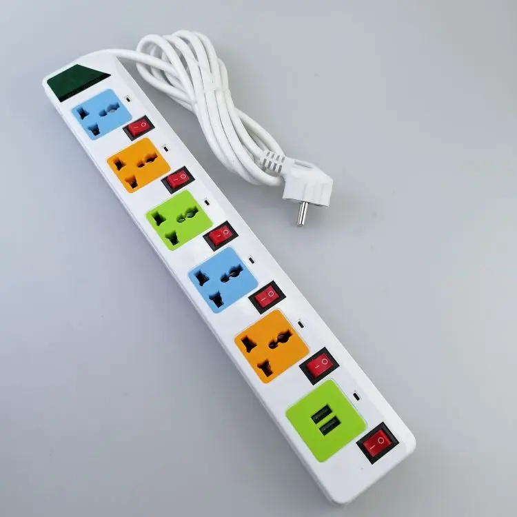 Hot Sell WH series Universal 3-6 Outlet Power Electrical Extension socket cord custom