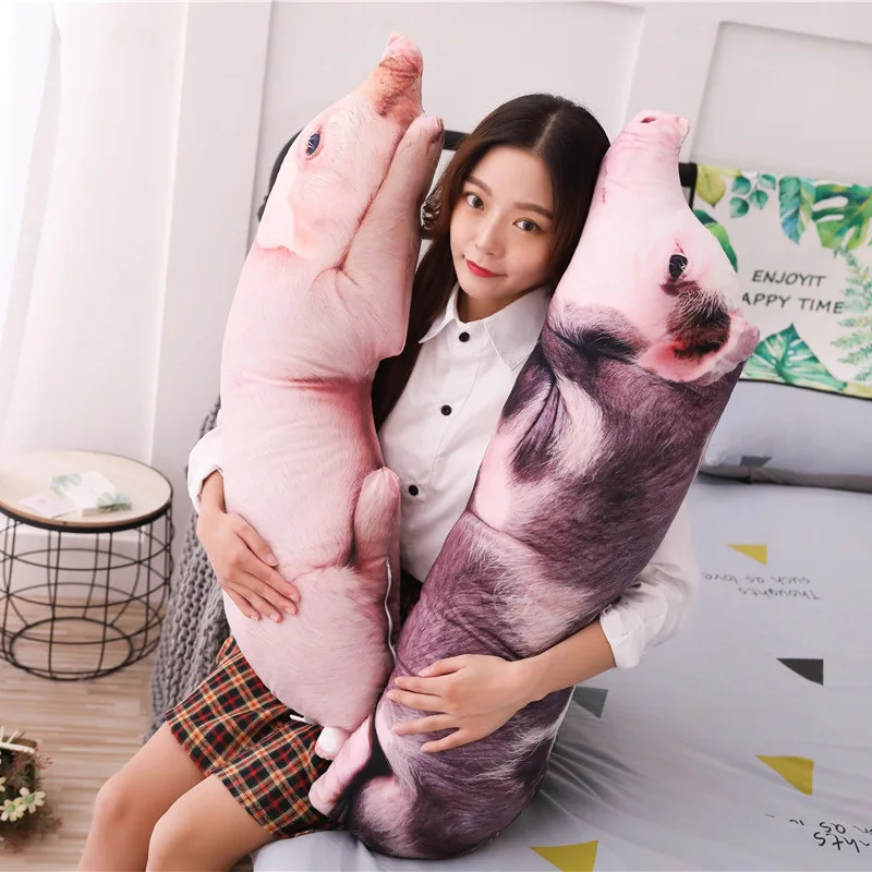 3D Simulation Pig Stuffed Pillows Realistic Pig Animal Plush Toy Throw Pillow