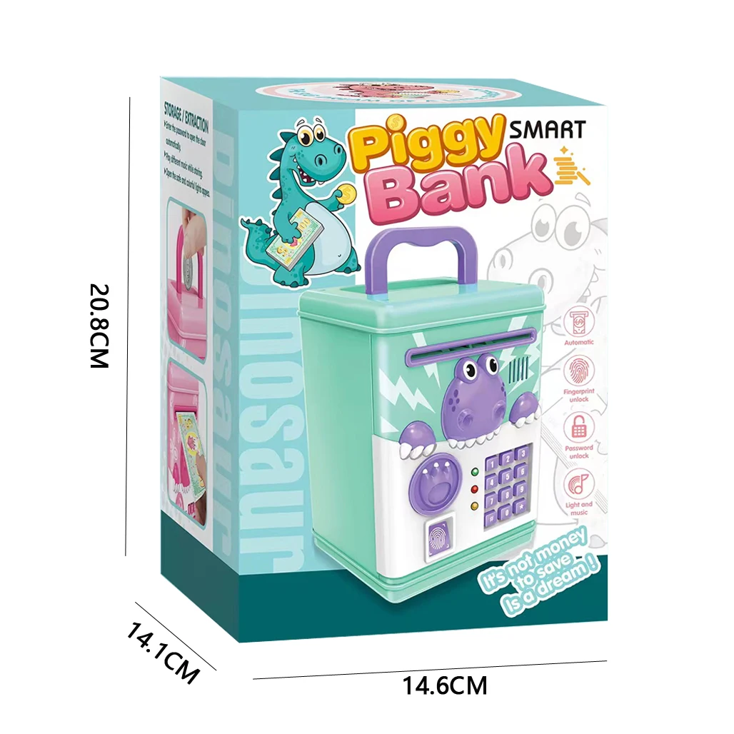 Play house other educational toys automatic atm piggy bank with light music finger print password money saving box for kids