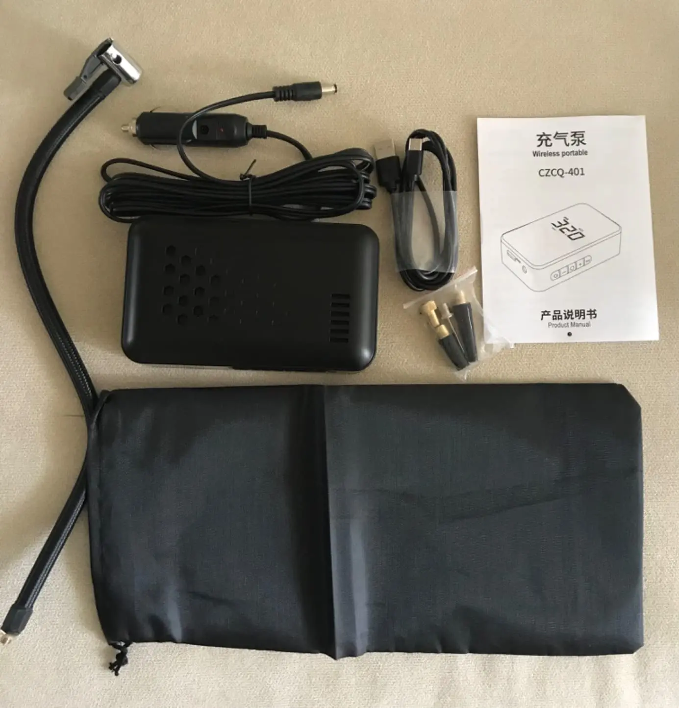 Portable Air Compressor Tire Inflator 12V Portable Air Pump with 6000mAh Battery 140PSI Digital Screen and Emergency LED Light