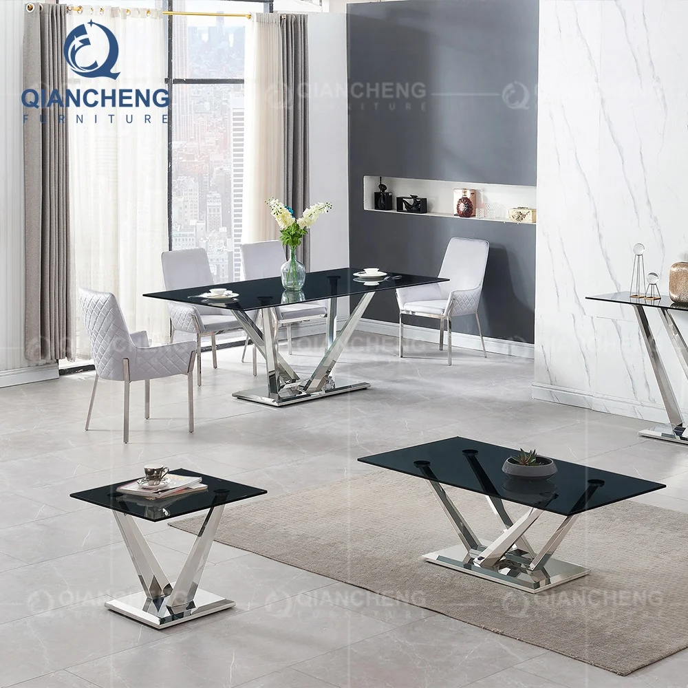 italian design dinner table set dining room furniture 8 seater glass and chrome dining table and chairs