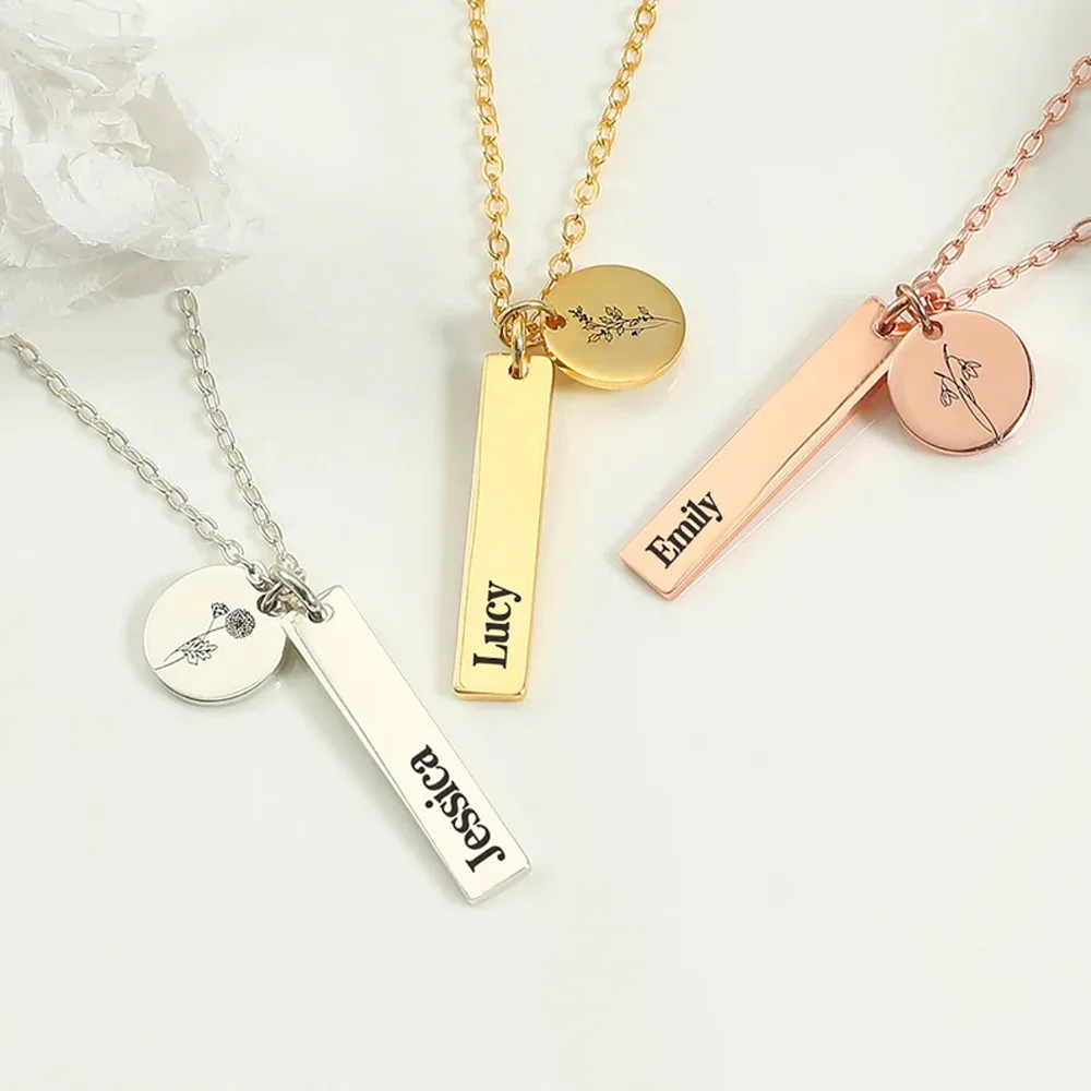 ZhongZhe Wholesale Fashion Engraved Logo Number Blank Bar Pendant Stainless Steel Name Plate Necklace Custom Jewelry