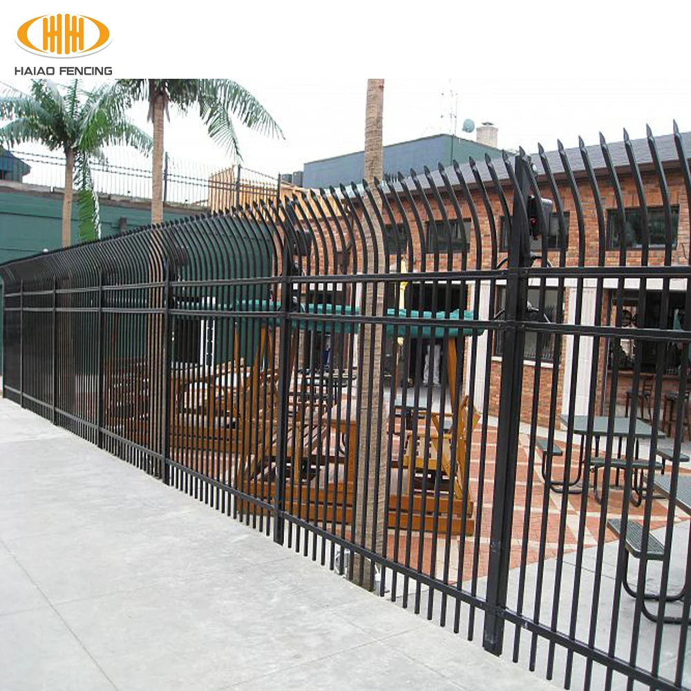 Best Quality cheap press formed spear black coated corten outdoor backyard steel picket metal fencing panel designs